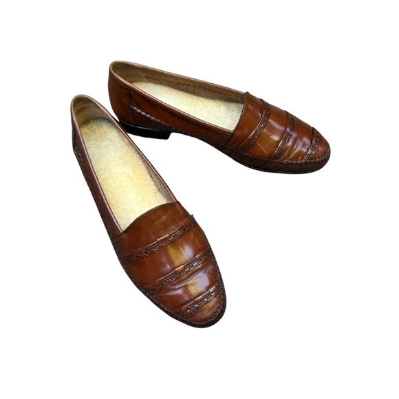 Giorgio Brutini Le Glove Woven Brown Leather Slip on Dress Loafers Size 11M - Picture 1 of 7